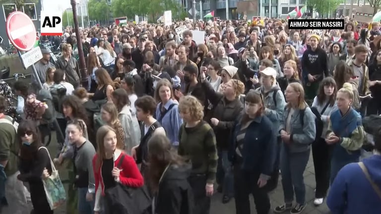 挺巴學運蔓延全球 荷蘭阿姆斯特丹大學逮捕逾150人