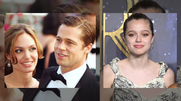 好萊塢影星「小布」布萊德彼特（Brad Pitt）與安潔莉娜裘莉（Angelina Jolie）及女兒希蘿（Shiloh Jolie-Pitt）