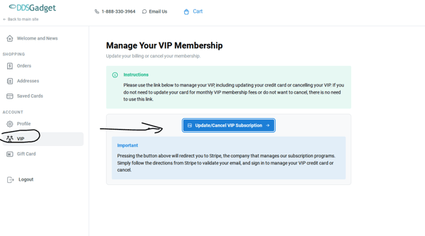 Manage VIP in the Account Area