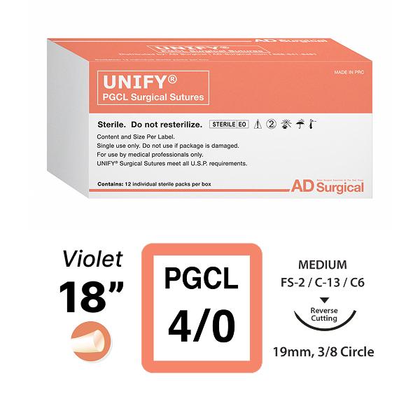 PGCL Suture 4-0, 18, Violet, FS2 (C6), 12PK