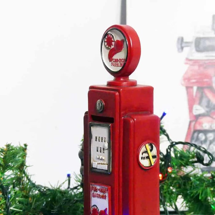 Salvadanaio pompa benzina rossa, decoro natalizio vintage 6