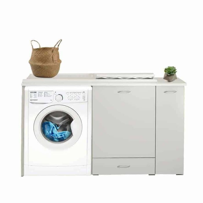 Mobile copri lavatrice "Domestika" con vasca lavatoio in resina speciale e top in alluminio 2