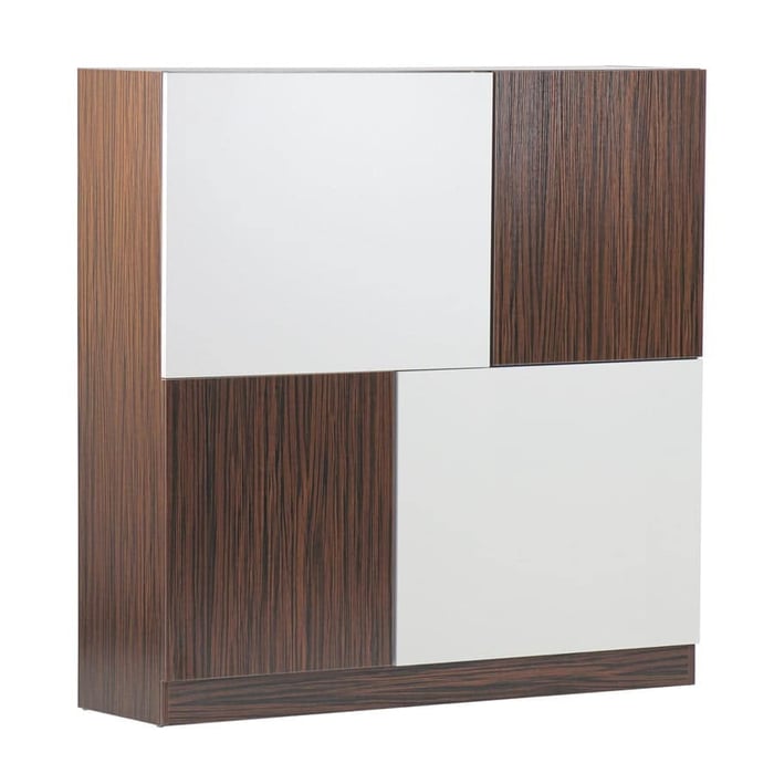 Mobile credenza in legno zebrano e bianco opaco 115x115 cm - immagine 2