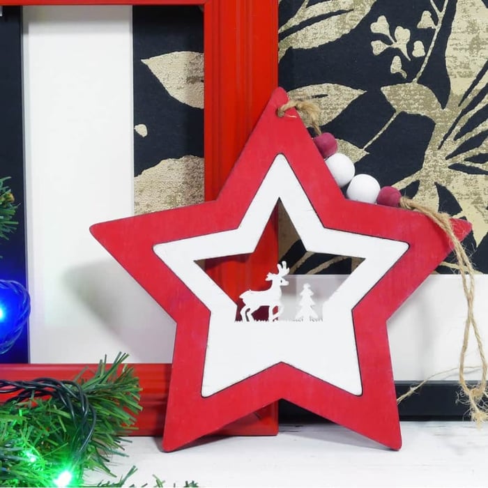 Pendaglio natalizio stella o cuore con renna - immagine 3