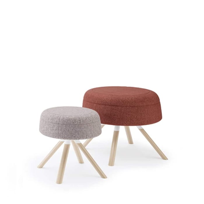 Pouf Cub, 3 modelli coordinati: a terra, base in metallo, base in legno, seduta 2 diametri disponibili, LT Form 3