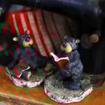 Set 2 fermalibri in resina "Orsi lettori"