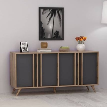 Credenza Epik 51 Rovere, Antracite, Grigio 3 Ante 120X40X88,3 11