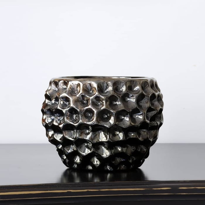 Vaso in ceramica smaltata nero antracite 1