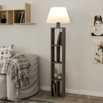 Lampada da terra "Giorno" in legno con libreria