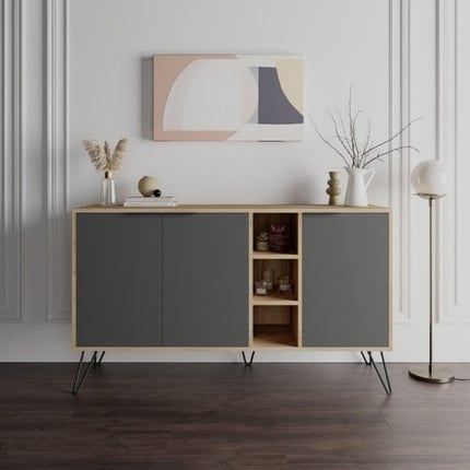 Mobile credenza in legno zebrano e bianco opaco 115x115 cm 10