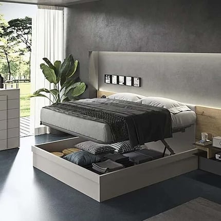 Letto matrimoniale imbottito in soft touch "Darwin", Target Point 9