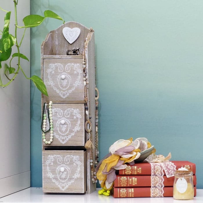 Cassettiera portagioie 3 cassetti, Shabby Chic 2