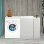 Mobile copri lavatrice "Domestika" con vasca lavatoio in resina speciale e top in alluminio