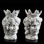 Set 2 vasi Testa di Moro in porcellana bianca