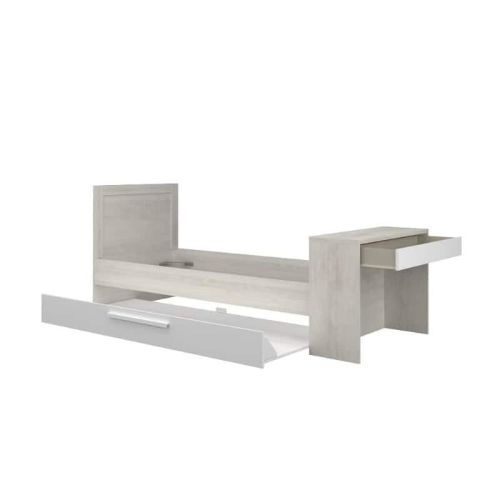 Letto 1950 con scrivania integrata e letto estraibile bianco vintage e bianco - immagine 6