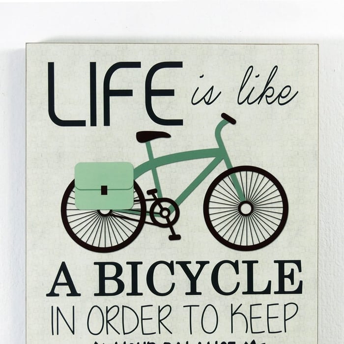 Quadro in legno "Life is like a bicycle" 2