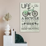 Quadro in legno "Life is like a bicycle"