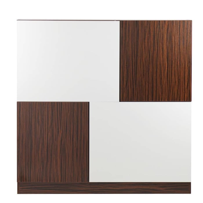 Mobile credenza in legno zebrano e bianco opaco 115x115 cm - immagine 4