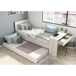 Letto 1950 con scrivania integrata e letto estraibile bianco vintage e bianco