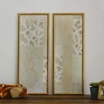 Set quadri "Eclisse" in TNT e cornice in legno decapata oro