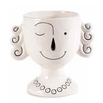 Vaso per piante in porcellana con viso sorridente