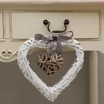 Ghirlanda intrecciata in legno bianco "cuore"