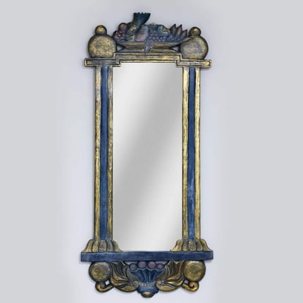 Specchio Yvonne con cornice in legno avorio anticato e dipinto, 52x72 cm 10
