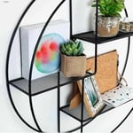 Scaffale libreria a parete "ACROSS" in metallo nero, rotondo Ø55