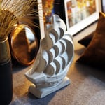 Scultura craquelè "Veliero" in ceramica di Bassano, Michel Leo