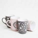 Tazza Mug in ceramica, 2 colori disponibili con decoro stelline bianche