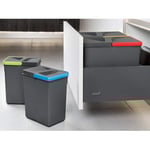 Pattumiera per cassettone, contenitori “Recycle” Emuca per raccolta differenziata e base contenitori “Recycle” rifilabile