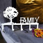 Appendiabiti Family da muro in ferro battuto sbiancato 5 ganci,  Shabby Chic
