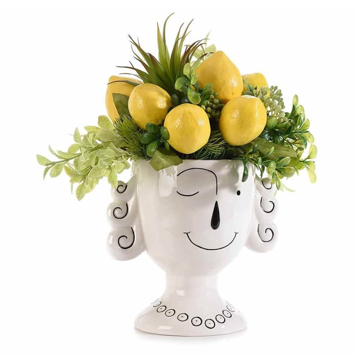 Vaso per piante in porcellana con viso sorridente 2