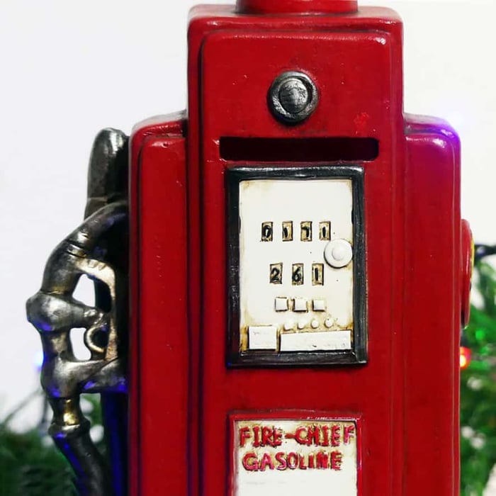 Salvadanaio pompa benzina rossa, decoro natalizio vintage 8
