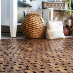 Tappeto etnico e paravento in legno teak, Castagnetti