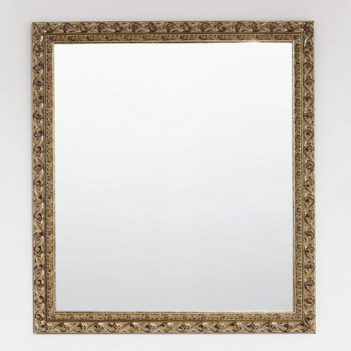 Specchio con cornice in legno traforato avorio anticato 1