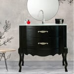 Mobile bagno con 2 cassettoni bombati a scorrimento morbido, laccato nero opaco, collezione Giotto