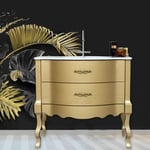 Mobile bagno con 2 cassettoni bombati a scorrimento morbido, laccato oro opaco, collezione Giotto
