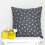 Cuscino grigio decoro cuori bianchi, stile Country Chic, 40×40 cm