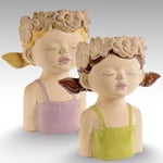 Vaso decorativo volto di bimba in porcellana colorata