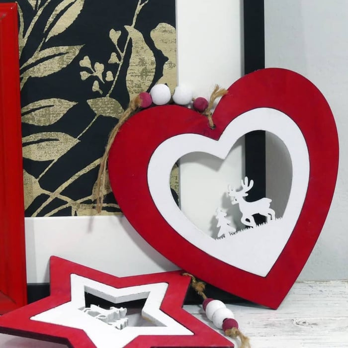 Pendaglio natalizio stella o cuore con renna - immagine 5
