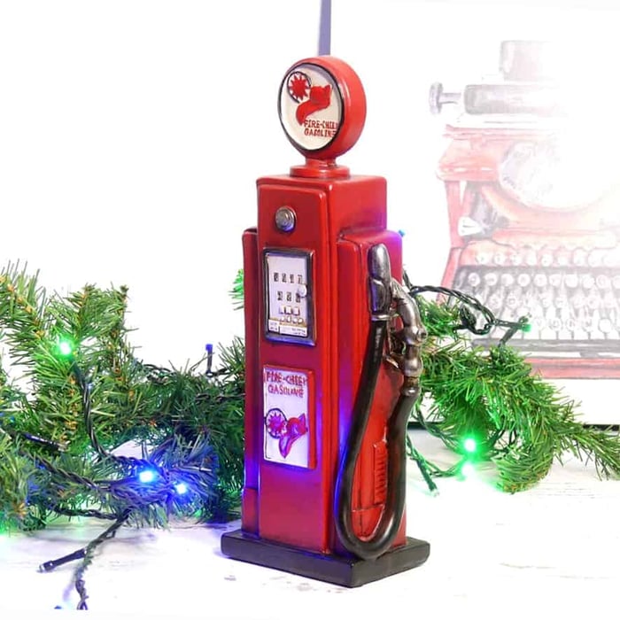 Salvadanaio pompa benzina rossa, decoro natalizio vintage 9