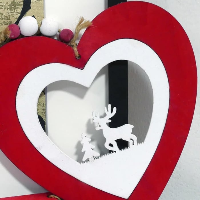 Pendaglio natalizio stella o cuore con renna - immagine 2
