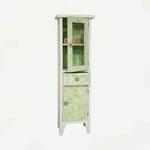 Vetrinetta shabby verde sfumato con 1 cassetto e 2 ante