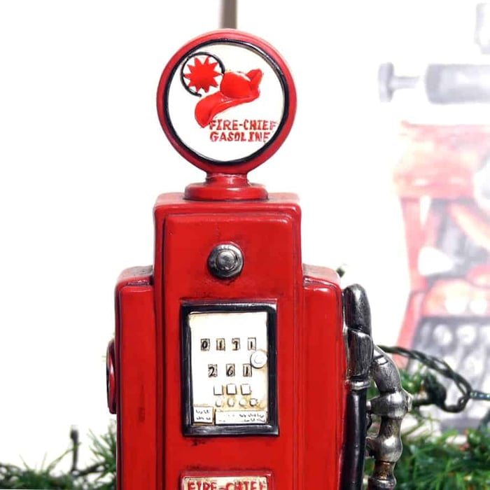 Salvadanaio pompa benzina rossa, decoro natalizio vintage 3