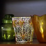 Bicchiere per tealight con portabicchiere in filo d’acciaio intrecciato, 2 colori