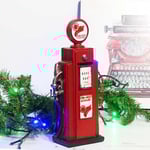 Salvadanaio pompa benzina rossa, decoro natalizio vintage