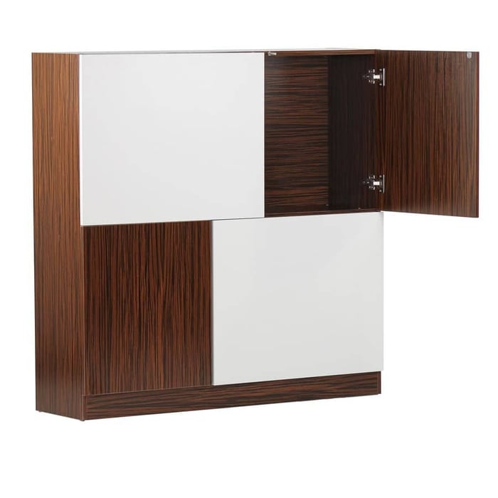 Mobile credenza in legno zebrano e bianco opaco 115x115 cm 3