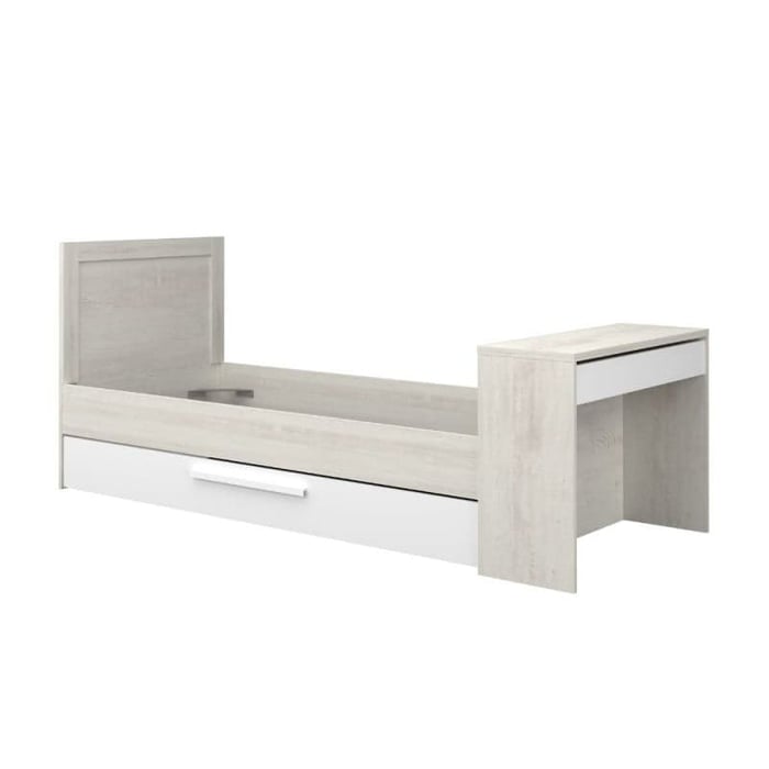 Letto 1950 con scrivania integrata e letto estraibile bianco vintage e bianco - immagine 7