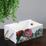 Cassetta in legno con manici in corda e decoro